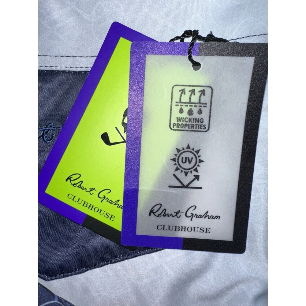 Robert Graham Clubhouse Mens Medium Iron Skull Classic Quarter Zip Blue Pullover